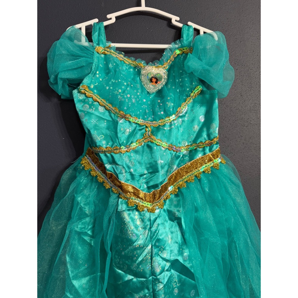 Disney Princess Jasmine Costume Size 3T-4T Teal Gold Sequin Jumpsuit NWOT - Picture 2 of 4